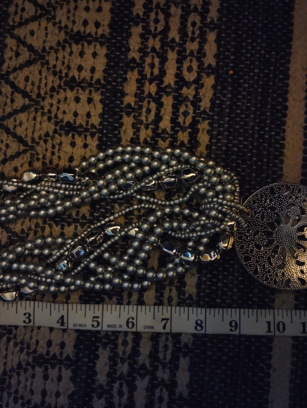 Cato Silver and Pewter Multi-Strand Pearl Pendant Necklace - Picture 4 of 5